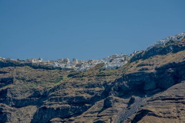 Santorini adasının volkanik manzarası. Yüksek kalite fotoğraf