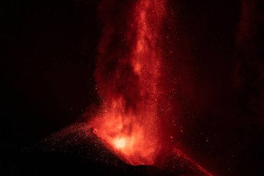 Erupting volcano on the island of La Palma, Canary Islands, Spain. High quality photo