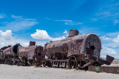Bolivya altiplanosundaki tren mezarlığı. Yüksek kalite fotoğraf