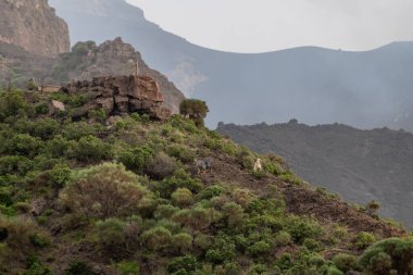 Stromboli adasındaki volkanik manzara. Yüksek kalite fotoğraf