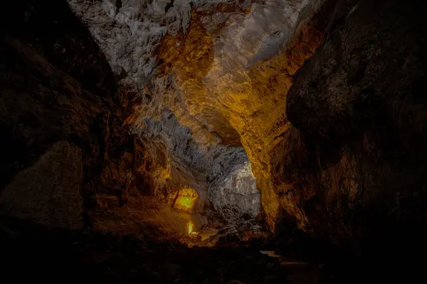 stock image cave of volcanic origin of Los Verdes in Lanzarote. High quality photo