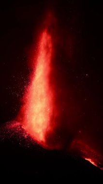 Erupting volcano on the island of La Palma, Canary Islands, Spain. High quality video