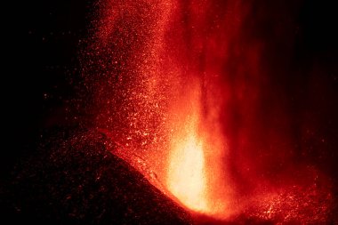 Erupting volcano on the island of La Palma, Canary Islands, Spain. High quality photo
