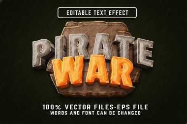 Pirates War 3d Text Effect for Adventure Game Premium Vector