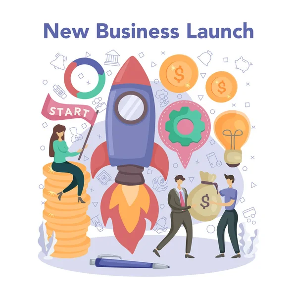 Bedrijfsanalist Consultant Financiële Operatie Optimalisatie Strategie Ontwikkeling Nieuwe Business Launch — Stockvector