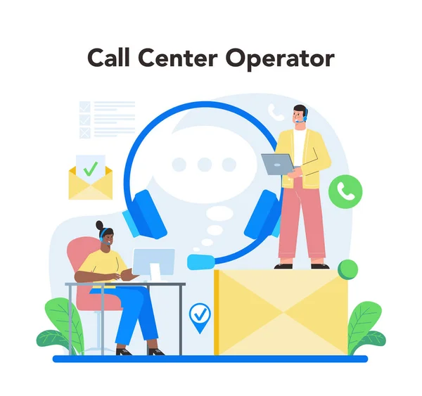 Call Center Technical Support Concept Idea Customer Service Clients Support — Stock Vector