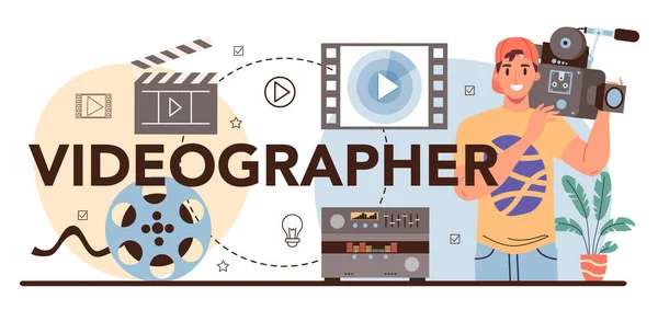 Videographer Typographic Header Video Production Filming Editing Cameraman Motion Designer — Archivo Imágenes Vectoriales
