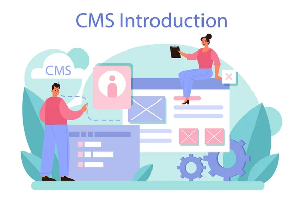 Cms Introduction Content Management System Creation Modification Digital Content Idea — Stock Vector