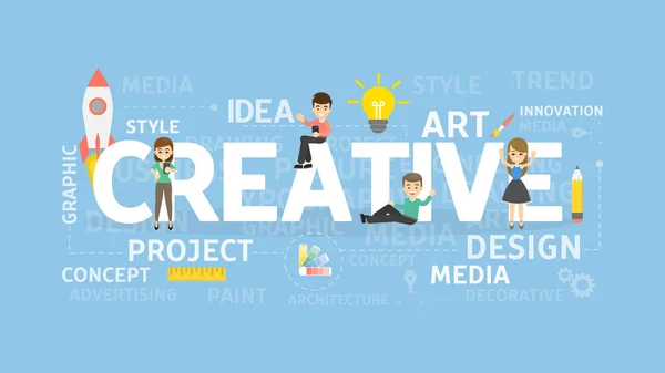 Concetto Illustrazione Creativa Idea Immaginazione Design Brainstorming — Vettoriale Stock