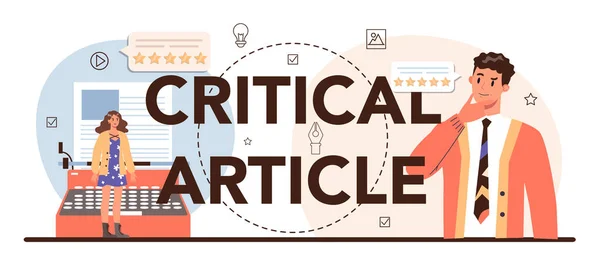 Critical Article Typographic Header Journalist Making Review Ranking Food Art — Wektor stockowy