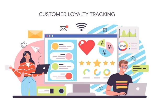 Customer Loyalty Online Service Platform Marketing Program Development Client Retention —  Vetores de Stock