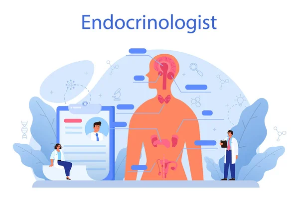 Concepto Endocrinólogo Examen Tiroides Médico Examina Hormona Glucosa Idea Salud — Vector de stock