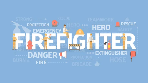 Концептуальная Иллюстрация Пожарного Идея Чрезвычайной Ситуации Защиты Безопасности — стоковый вектор