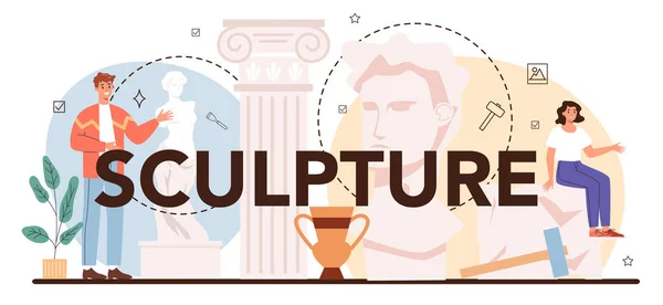 Nagłówek Typograficzny Rzeźby Tworzenie Rzeźby Marmuru Drewna Gliny Kreatywny Ceramista — Wektor stockowy