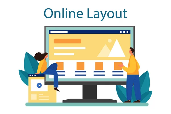 Layout Site Serviço Online Plataforma Desenvolvimento Web Design Aplicativos Móveis — Vetor de Stock
