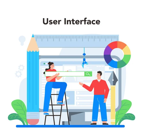 Designer Konzept Verbesserung Der App Benutzeroberfläche User Interface Experience Modernes — Stockvektor