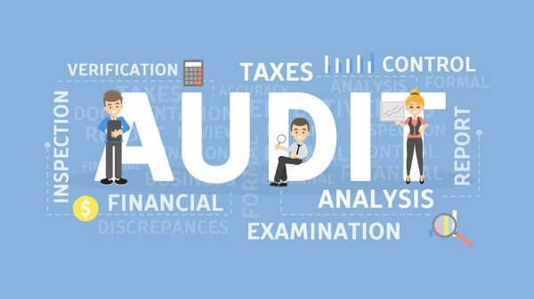 Ilustração Conceito Auditoria Idéia Impostos Exame Controle —  Vetores de Stock