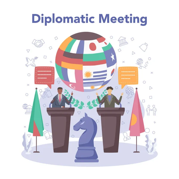 Concept Diplomate Idée Relations Internationales Déplomatiques Représentation Mondiale Pays Protection — Image vectorielle
