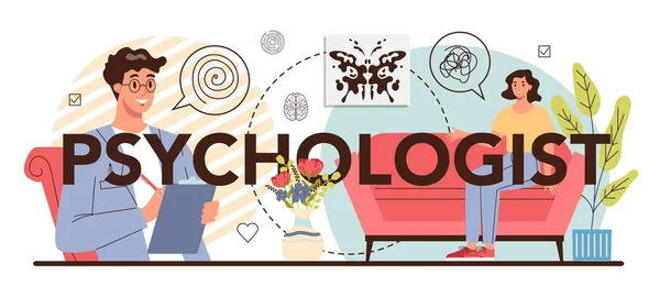 Психолог Типографічний Заголовок Діагностика Психічного Здоров Доктор Лікує Людський Розум — стоковий вектор