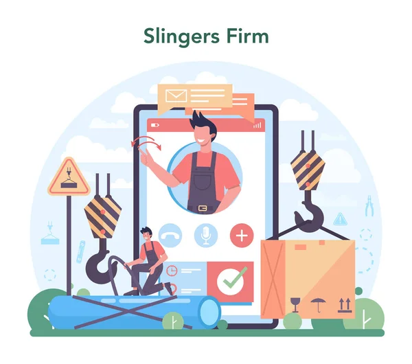 Slinger Line Služba Nebo Platforma Profesionální Pracovníci Stavebního Průmyslu Obchodující — Stockový vektor