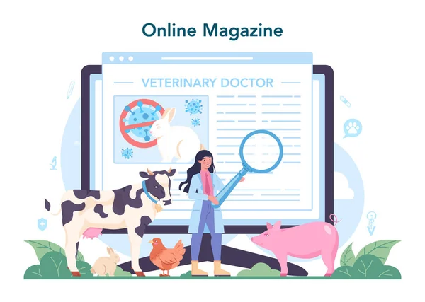 Pet Veterinário Line Serviço Plataforma Médico Veterinário Tratando Animal Vacinação —  Vetores de Stock