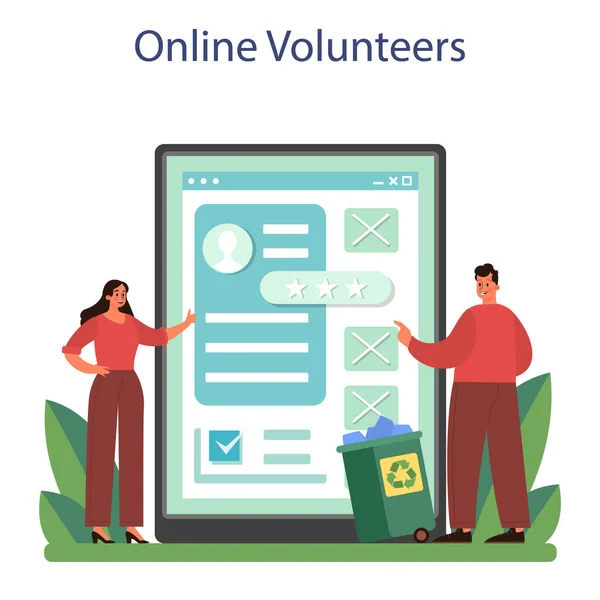 Voluntarios Servicio Línea Plataforma Comunidad Caridad Apoya Las Personas Mayores — Vector de stock