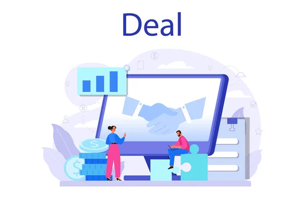 Concept Deal Contrat Officiel Poignée Main Affaires Idée Coopération Partenariale — Image vectorielle