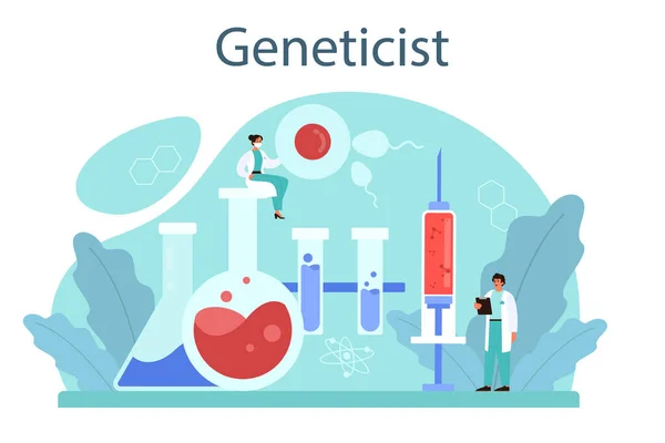 Genetik Konsepti Tıp Bilim Teknolojisi Bilim Adamı Molekül Yapısı Üzerinde — Stok Vektör