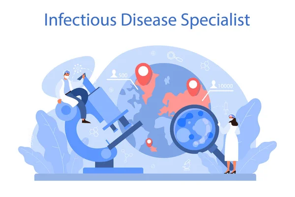 Profesjonalny Infekcjonista Specjalista Chorób Zakaźnych Leczeniu Chorób Zakaźnych Wirus Infekcja — Wektor stockowy