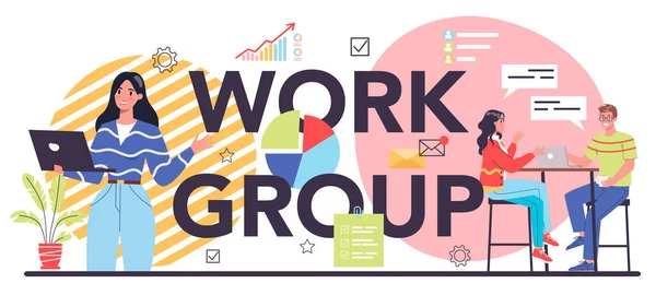 Work Group Typographic Header Business Teamwork Idea Partnership Departments Cooperation — Image vectorielle