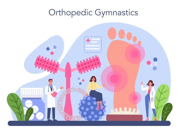 Orthopedics Doctor Orthopedic Gymnastics Treatment Idea Joint Bone Treatment Human — Stock Vector