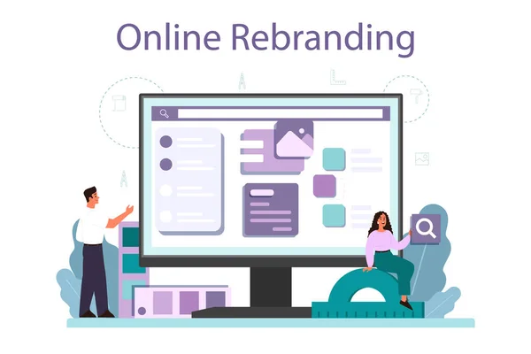 Rebranding Online Service Platform Rebuilding Marketing Strategy Brand Recognition Development — Image vectorielle