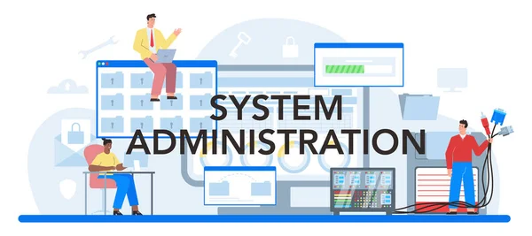 System Administration Typographic Header Technical Work Server Software Installation Troubleshooting — Stockový vektor