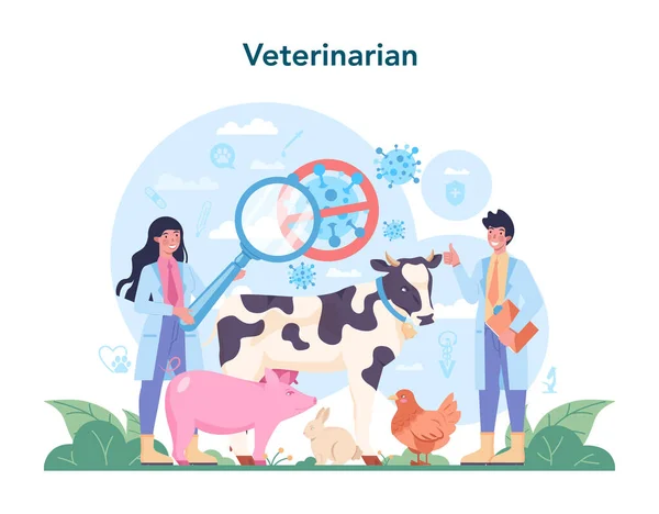 Animal Estimação Conceito Veterinário Veterinário Médico Verificando Tratando Animal Ideia — Vetor de Stock
