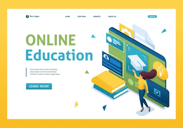 Mladí Lidé Účastní Školení Online Pomocí Tabletu Koncept Vzdělávání Online — Stockový vektor