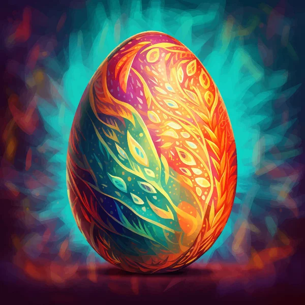 Multicolor Fantasy Dragon egg . Decorative Easter Egg with a pattern. Legend and Fairy Tale. Colorful rainbow gradient. Bright juicy colors. Isolated on dark. 3D Digital painting