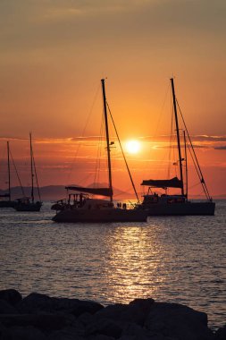 Magical sunset in Sivota Thesprotia Greece travel destination.