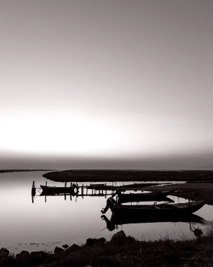 Sunset on Evros Delta National Park Greece Thrace.