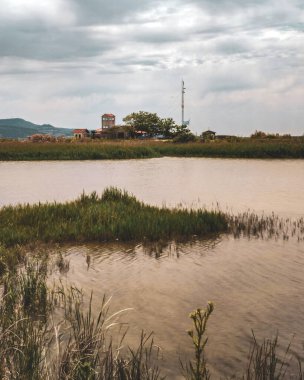Sunset on Evros Delta National Park Greece Thrace.