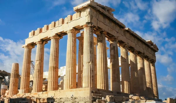 Oude Tempel Parthenon Heuvel Van Akropolis Athene Griekenland Gewijd Aan — Stockfoto