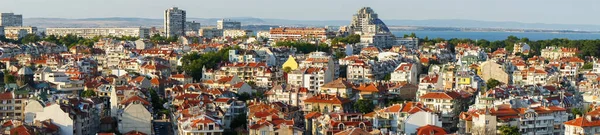 stock image Panoramic view of Burgas city of Bulgaria, an important industrial, transport, cultural and tourist center.