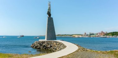 Bulgaristan ve Eski Bulgaristan 'ın Nessebar kentinin panoramik manzarası, yaz mevsimi, sahil beldesi kenti.