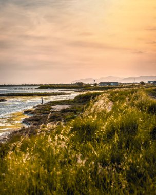 Yunanistan 'ın Trakya kentinde Feres ve Dedeağaç yakınlarındaki Bataklık Ulusal Parkı Delta Evros' ta gün batımı.