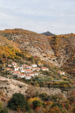 Kottani Greek pomak villages near Xanthi, beautiful scenery and minaret architecture, muslim culture and religion. clipart