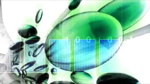 Groen Blauw Binaire Tech Nano Tech Biologisch Experiment Abstract Achtergrond — Stockvideo