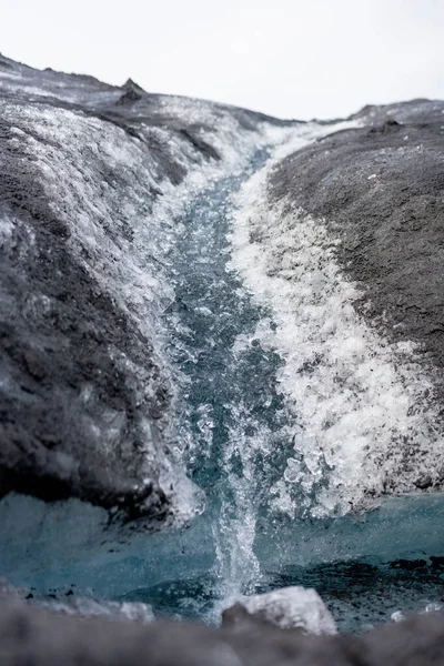 Frozen river path in Iceland