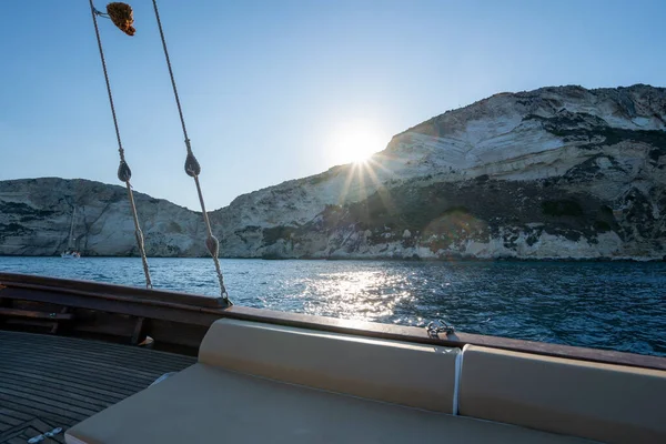 Sardinia, Cagliari, panorama of devil 's saddle on a boat