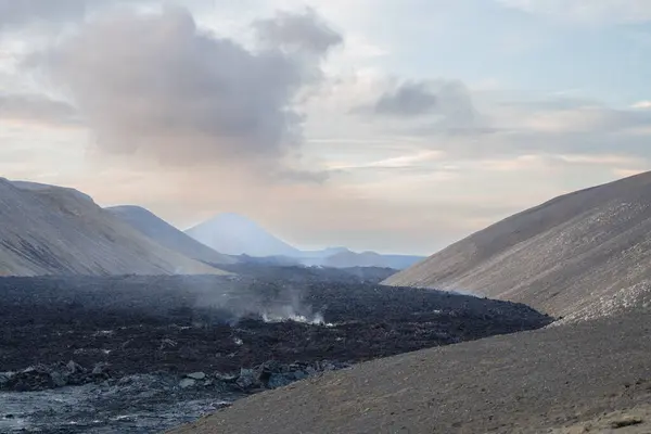 Sonnenuntergang Und Lava Litli Hrtur Vulkan Island — Stockfoto