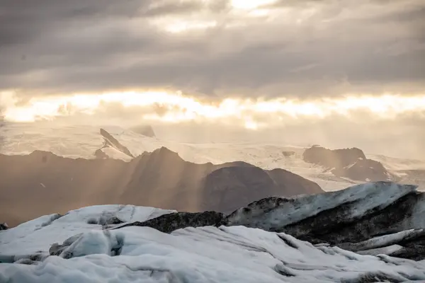 Pôr Sol Jokulsarlon Islândia — Fotografia de Stock