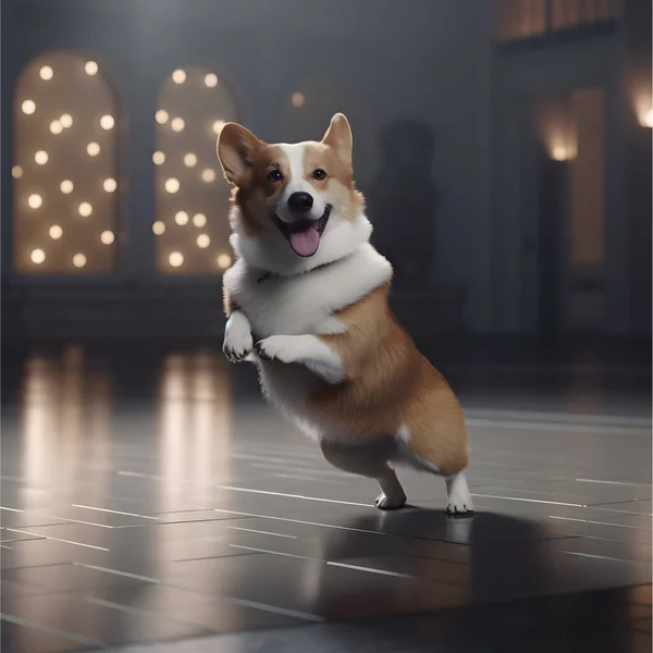 Dog posing on hind legs and dancing
